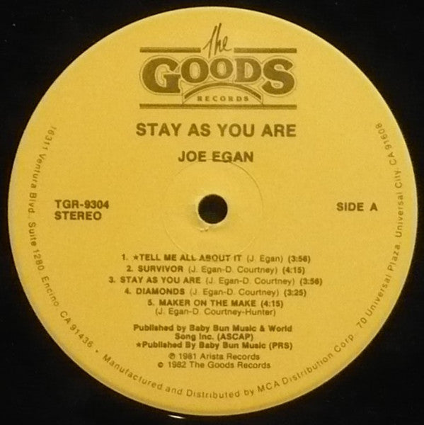 Joe Egan : Stay As You Are (LP, Album)