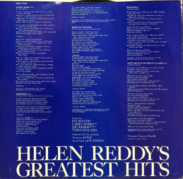 Helen Reddy : Helen Reddy's Greatest Hits (LP, Comp)