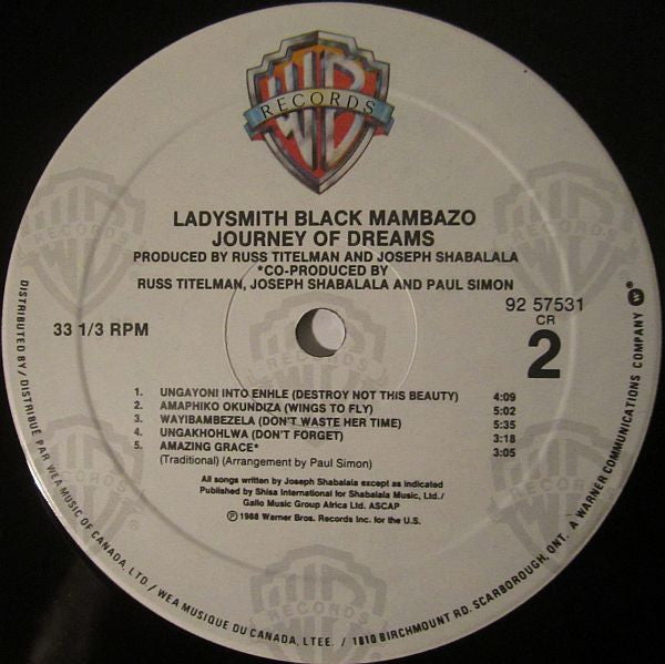 Ladysmith Black Mambazo : Journey Of Dreams (LP, Album)