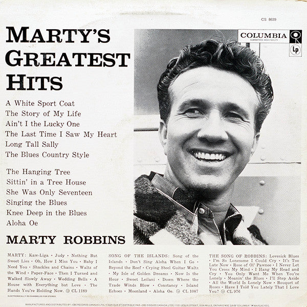 Marty Robbins : Marty's Greatest Hits (LP, Comp, RE)
