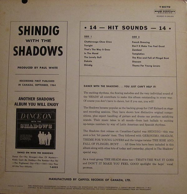The Shadows : Shindig With The Shadows (LP, Comp, Mono)