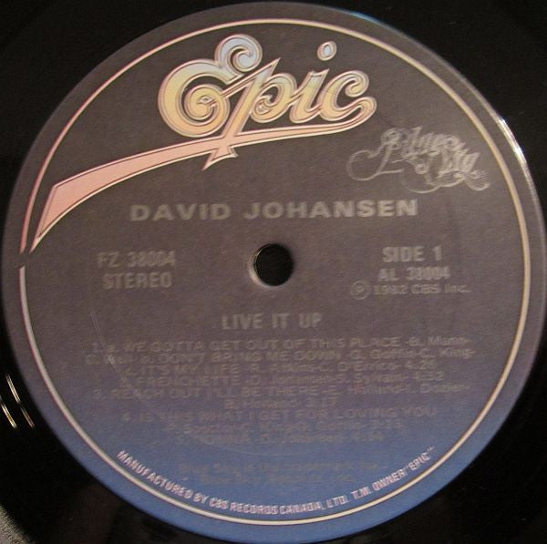 David Johansen : Live It Up (LP, Album)
