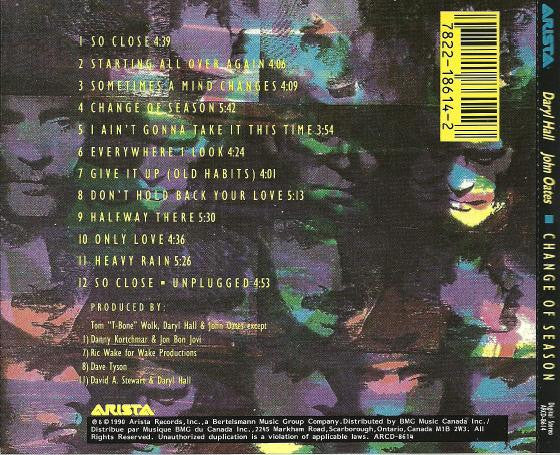 Daryl Hall & John Oates : Change Of Season (CD, Album)