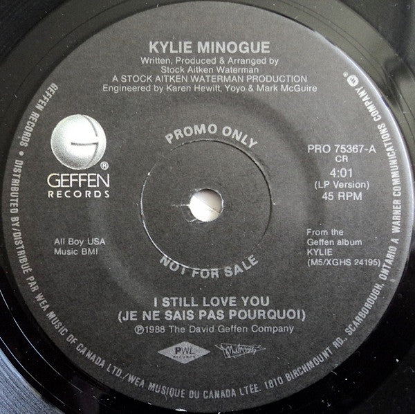 Kylie Minogue : I Still Love You (Je Ne Sais Pas Pourquoi) (7", Promo)