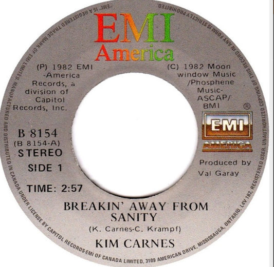 Kim Carnes : Breakin' Away From Sanity (7", Single)
