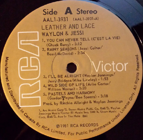 Waylon Jennings And Jessi Colter : Leather And Lace (LP, Album)