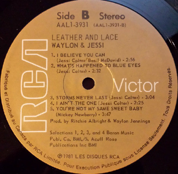 Waylon Jennings And Jessi Colter : Leather And Lace (LP, Album)