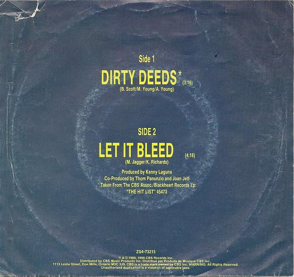 Joan Jett : Dirty Deeds / Let It Bleed (7")