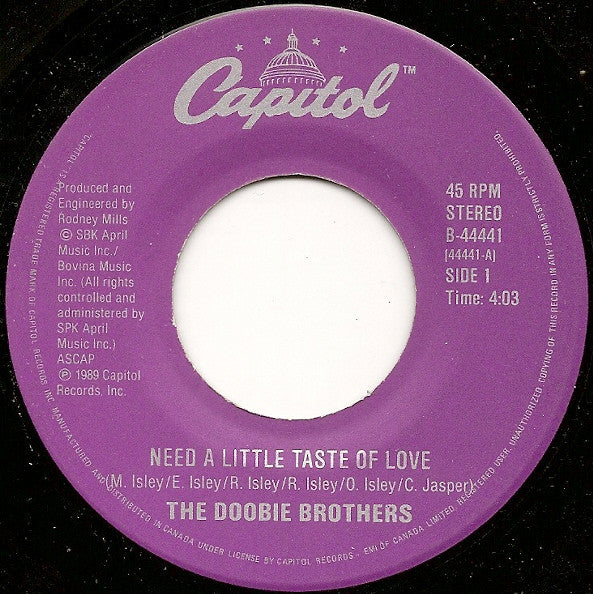 The Doobie Brothers : Need A Little Taste Of Love (7", Single)