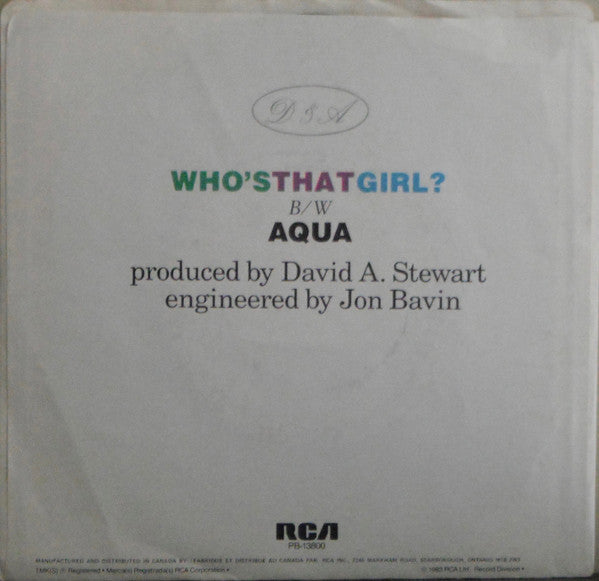 Eurythmics : Who's That Girl? (7", Single)