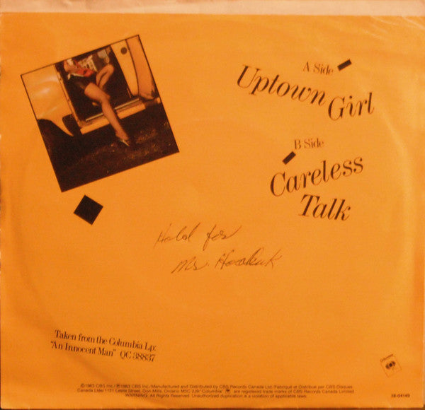 Billy Joel : Uptown Girl (7", Single)
