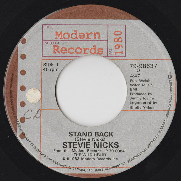 Stevie Nicks : Stand Back (7", Single)