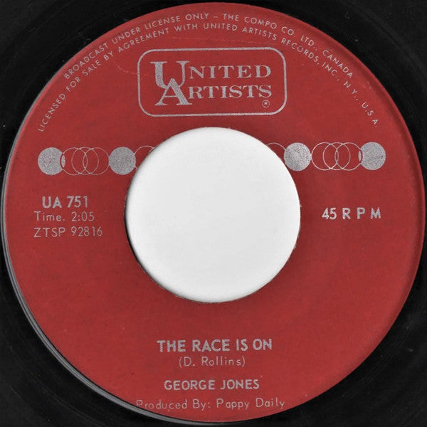 George Jones (2) : The Race Is On / She's Lonesome Again (7", Single)