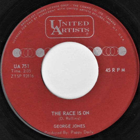 George Jones (2) : The Race Is On / She's Lonesome Again (7", Single)