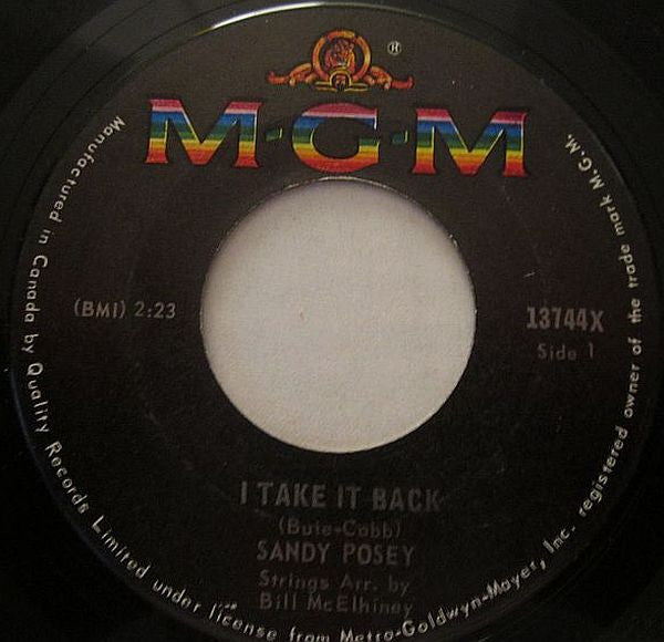 Sandy Posey : I Take It Back (7", Single)