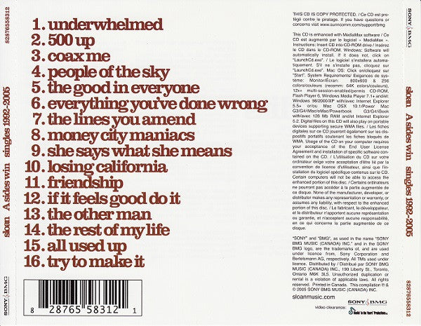 Sloan (2) : A Sides Win: Singles 1992-2005 (CD, Comp, Copy Prot., Enh + DVD-V, Comp + Dlx)