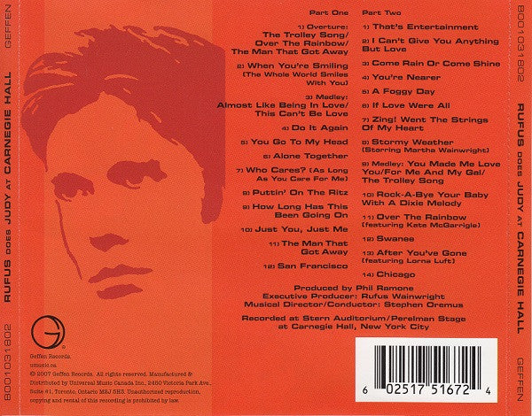 Rufus Wainwright : Rufus Does Judy At Carnegie Hall (2xCD, Album)