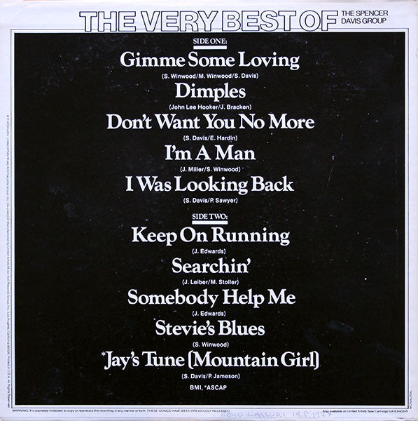 The Spencer Davis Group : The Very Best Of The Spencer Davis Group (LP, Comp, Mono, Ter)