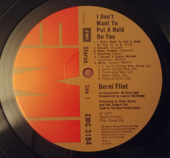 Berni Flint : I Don't Want To Put A Hold On You (LP, Album)