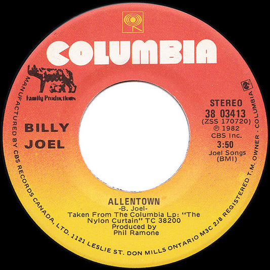 Billy Joel : Allentown (7", Single)