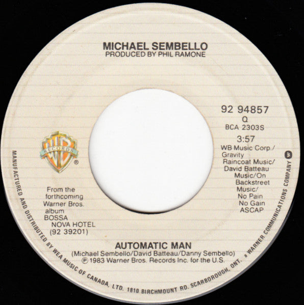 Michael Sembello : Automatic Man (7", Single)