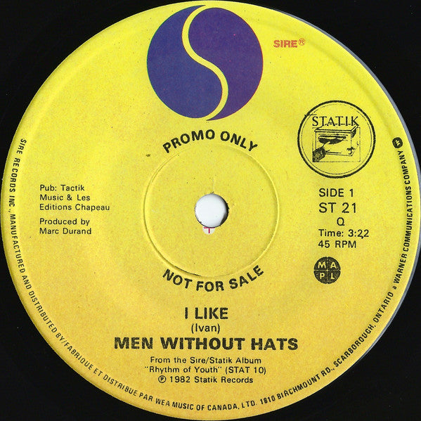 Men Without Hats : I Like (7", Single, Promo)