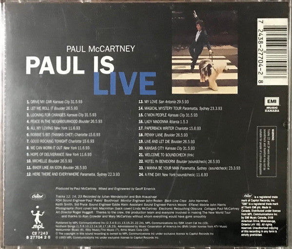 Paul McCartney : Paul Is Live (CD, Album, Liv)