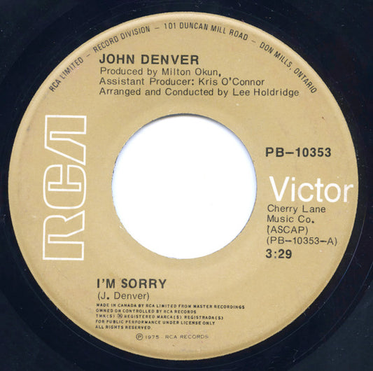 John Denver : I'm Sorry / Calypso (7", RE)