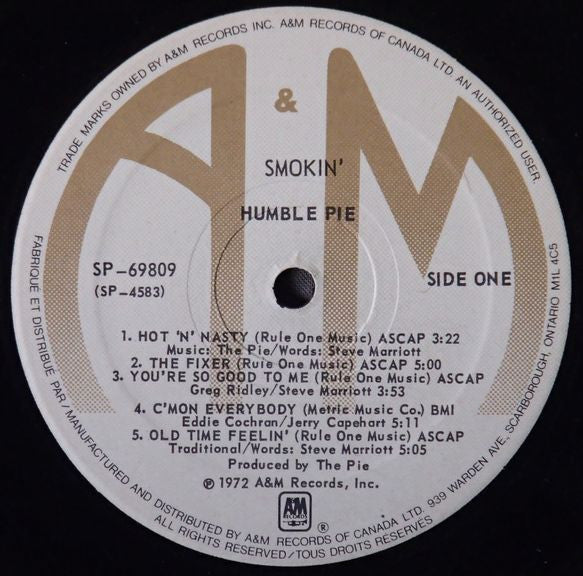 Humble Pie : Smokin' (LP, Album, RE)