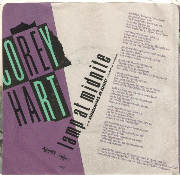 Corey Hart : Lamp At Midnite (7", Single)