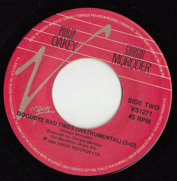 Philip Oakey & Giorgio Moroder : Good-Bye Bad Times (7")