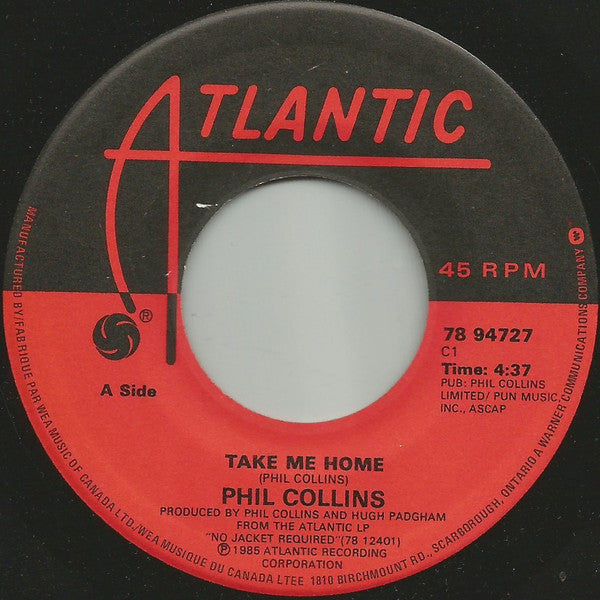 Phil Collins : Take Me Home (7", Single)