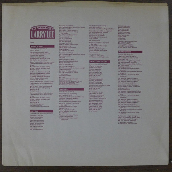 Larry Lee (3) : Marooned (LP, Album)