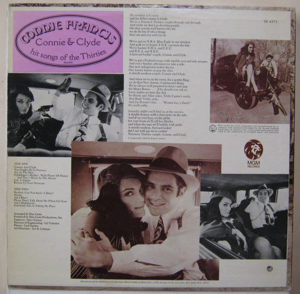 Connie Francis : Connie & Clyde (Hit Songs Of The Thirties) (LP, Album, MGM)