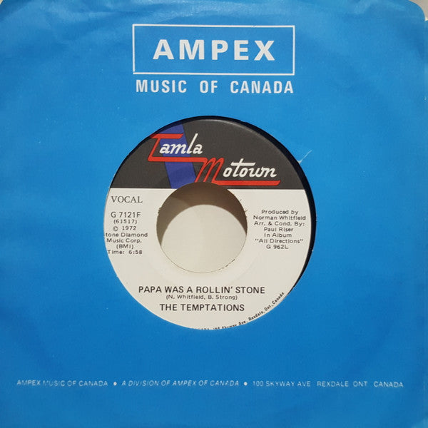 The Temptations : Papa Was A Rollin' Stone (7")