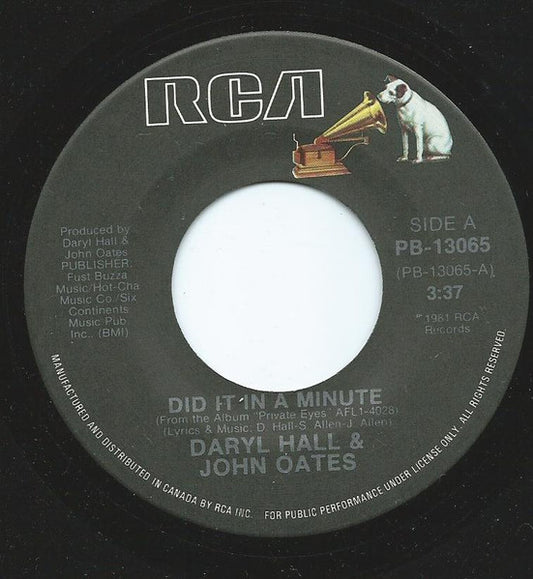 Daryl Hall & John Oates : Did It In A Minute (7")
