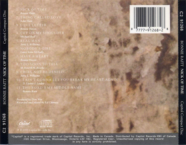 Bonnie Raitt : Nick Of Time (CD, Album)
