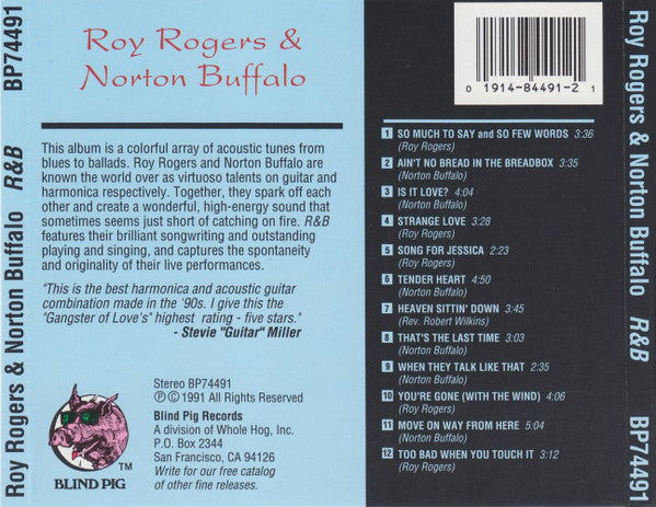 Roy Rogers (2) & Norton Buffalo : R&B (CD, Album)