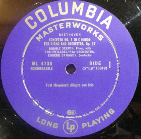 Ludwig Van Beethoven, Rudolf Serkin, Eugene Ormandy Conducts The Philadelphia Orchestra : Concerto No 3 In C Minor For Piano And Orchestra (LP)