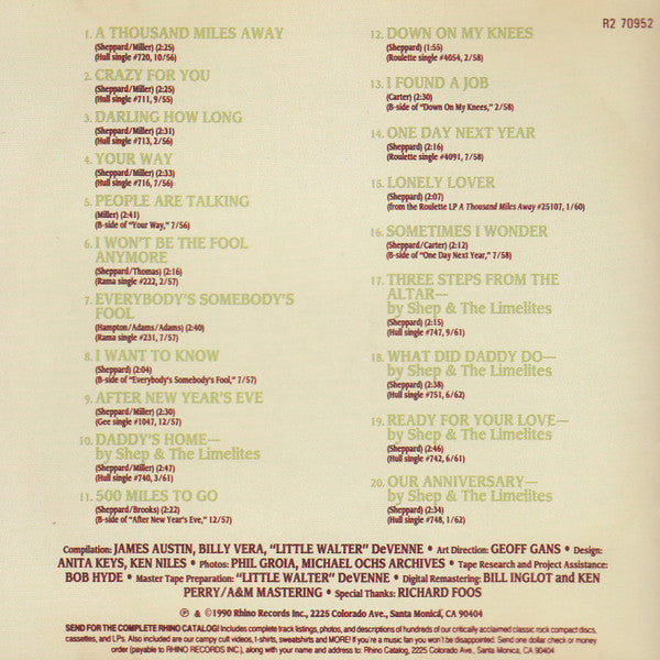 The Heartbeats Including Shep & The Limelites : The Best Of (CD, Comp, RE)