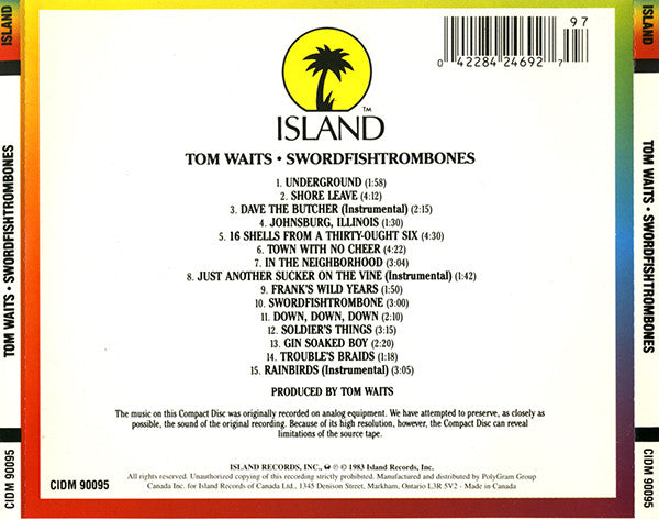 Tom Waits : Swordfishtrombones (CD, Album, RE)