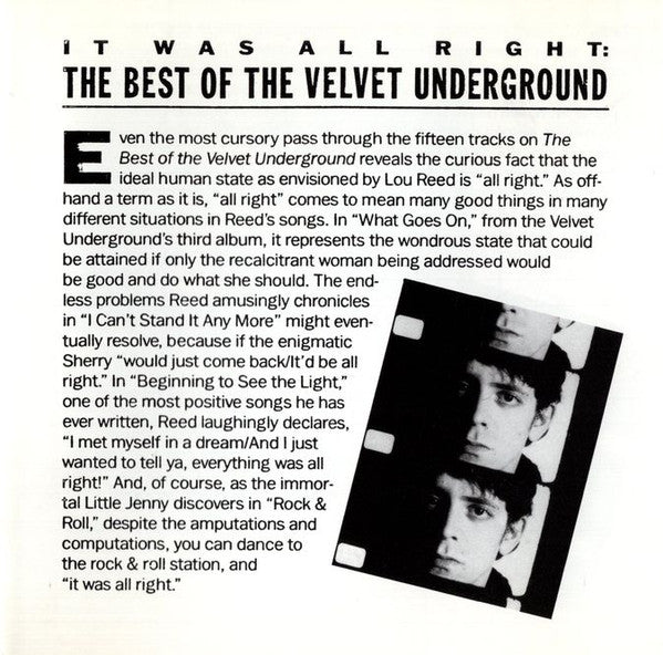 The Velvet Underground : The Best Of The Velvet Underground (Words And Music Of Lou Reed) (CD, Comp, Club)