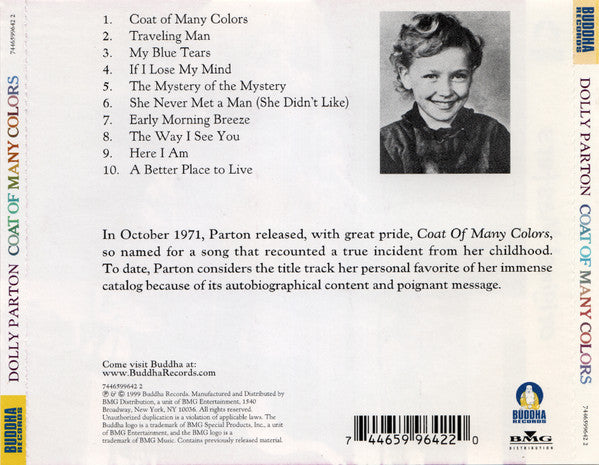 Dolly Parton : Coat Of Many Colors (CD, Album, RE, RP)