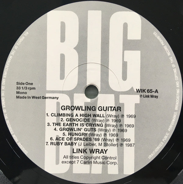 Link Wray : Growling Guitar (LP, Comp)