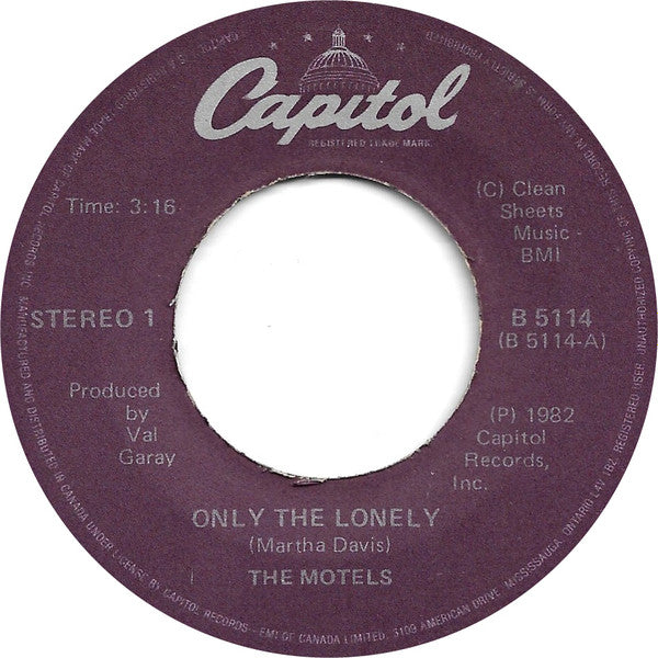 The Motels : Only The Lonely (7", Single)