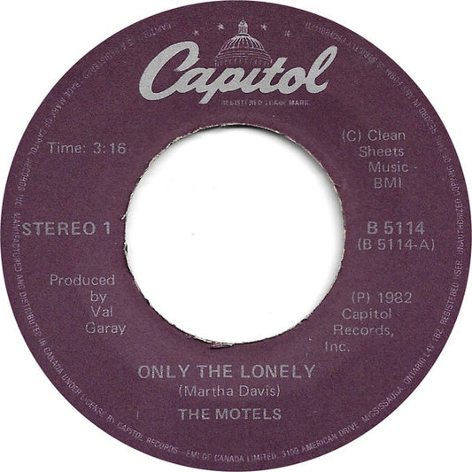 The Motels : Only The Lonely (7", Single)