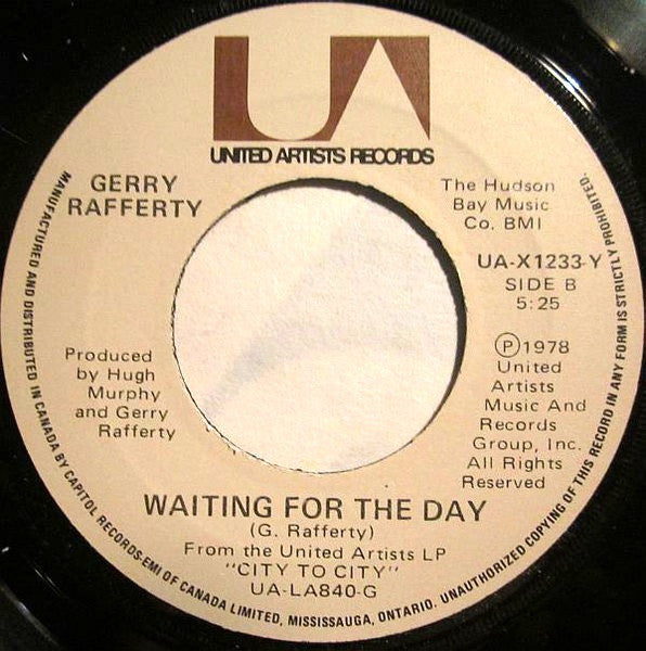 Gerry Rafferty : Right Down The Line (7", Single)