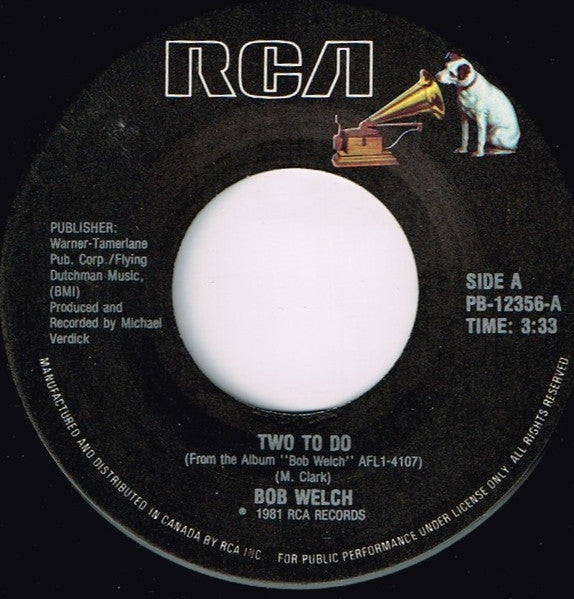 Bob Welch : Two To Do (7", Single)