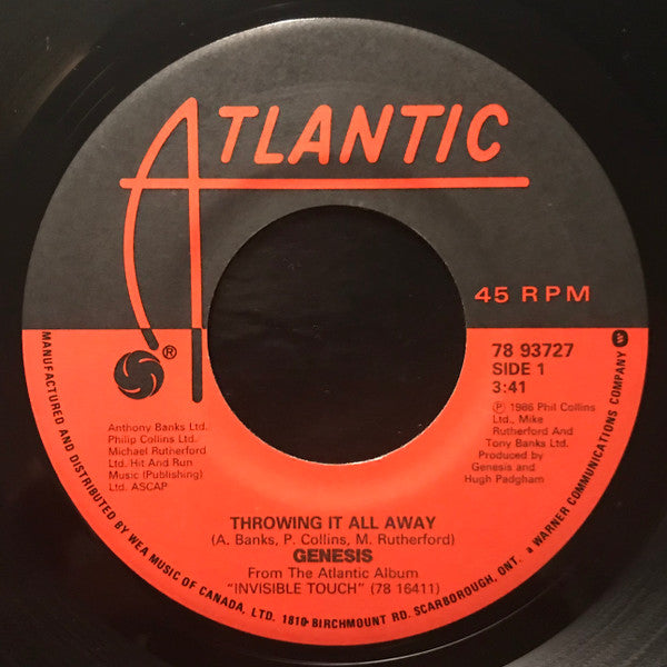 Genesis : Throwing It All Away (7", Single, CBS)