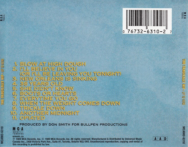 The Tragically Hip : Up To Here (CD, Album, RE)